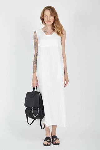 Платье льняное без рукавов (XL, Белый)