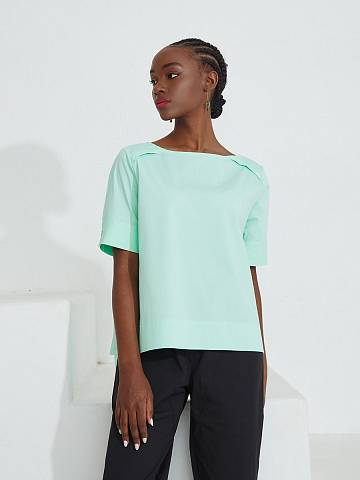 Блуза из хлопка (42-46, Светло-Зеленый)